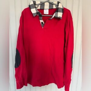 Red Long Sleeve Shirt with Plaid Collar Hanna Anderson